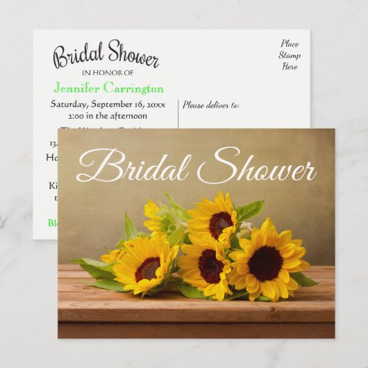 Rustieke Zonnebloemen Vrijgezellenfeest Gele Bloem Uitnodiging Briefkaart (Voorkant / Achterkant)