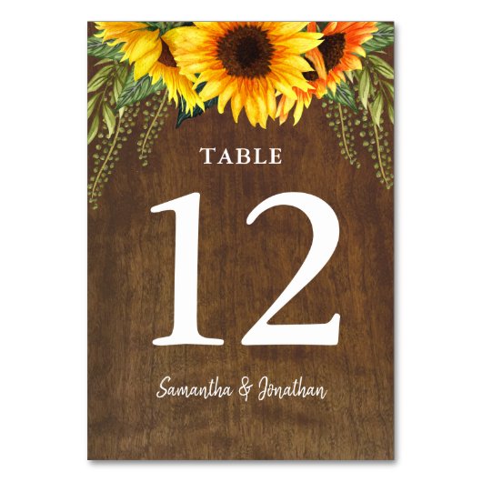 Rustieke zonnebloemen | Waterverf bruiloft Kaart (Achterkant)