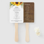 Rustieke zonnebloemen | Waterverf Trouwprogramma Handwaaier (Voorkant en achterkant)