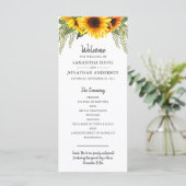 Rustieke zonnebloemen | Waterverf Trouwprogramma Programmakaart (Staand voorkant)