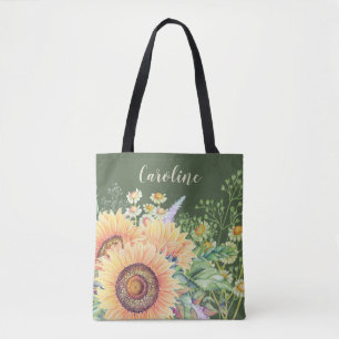 Rustieke zonnebloemen Wildbloemen   Aangepaste naa Tote Bag