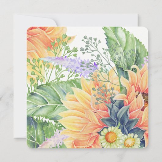 Rustieke Zonnebloemen Wildbloemen Waterverf Bruilo Kaart (Achterkant)