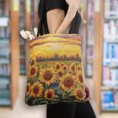 Rustieke zonnebloemen zonsopgang tote bag