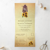 Rustieke zonnebloemolie lantaarn Alles in één brui Drieluik Uitnodiging (Binnen)