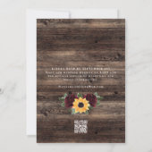 Rustieke Zonnebloemrozen QR Code RSVP Huwelijk Kaart (Achterkant)