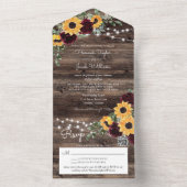 Rustieke Zonnebloemrozen QR Code Trouwen All In One Uitnodiging (Binnen)