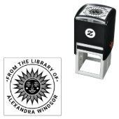 Rustieke zonnestralen met gezicht #2 Bibliotheek B Zelfinktende Stempel (In situ)