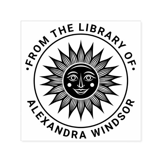 Rustieke zonnestralen met gezicht #2 Bibliotheek B Zelfinktende Stempel (Design)