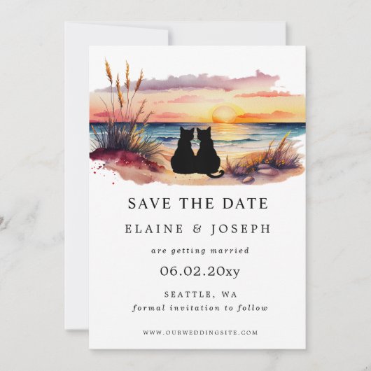 Rustieke Zonsondergang Strand Save The Date Kaarte (Voorkant)