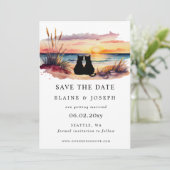 Rustieke Zonsondergang Strand Save The Date Kaarte (Staand voorkant)