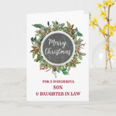 Rustieke zoon en dochter in de wet Vrolijk Kerstfe Kaart (Gele Bloem)