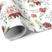 Rustieke Zuid-Waterverf Bloemen & Katoen Patroon Cadeaupapier (Rol Hoek)