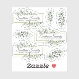 Rustieke Zuidelijke Aquarel Katoen 3-delig Logo Sticker