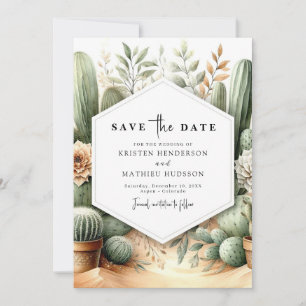 Rustieke zuidelijke cactus bruiloft save the date