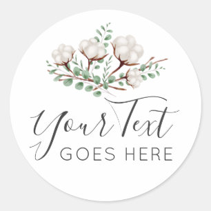Rustieke Zuidelijke Katoen Bloemen Groen Loof Logo Ronde Sticker