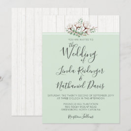 Rustieke Zuidelijke Katoen & Houten Uitnodiging va