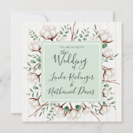 Rustieke Zuidelijke Katoen & Houten Uitnodiging va