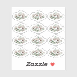 Rustieke Zuidelijke Katoenen Bolbloemen Groen gebl Sticker