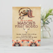 Rustieke zuidwestelijke cowboy mijn eerste rodeo v kaart (Staand voorkant)