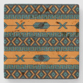 Rustieke Zuidwestelijke Tribal Aztec Patroon Trave Stenen Onderzetter (Voorkant)