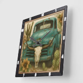 Rustieke Zuidwestelijke Vrachtwagenschedel Vierkante Klok (Hoek)