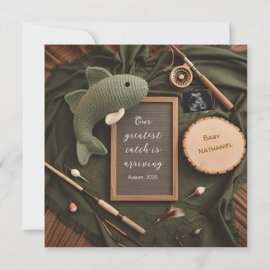 Rustieke zwangerschapsaankondiging met een Gevist  Kaart (Voorkant)