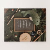 Rustieke zwangerschapsaankondiging met een Gevist Legpuzzel (Horizontaal)