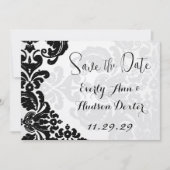 Rustieke Zwart Damask Bruiloft Save the Date Kaart (Voorkant)