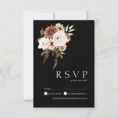 Rustieke Zwart en Perzik Bloemen Bruiloft RSVP Kaa (Voorkant)