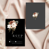 Rustieke Zwart en Perzik Bloemen Bruiloft RSVP Kaa
