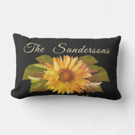 Rustieke Zwart Gouden Gele Zonnebloem Buitenkussen