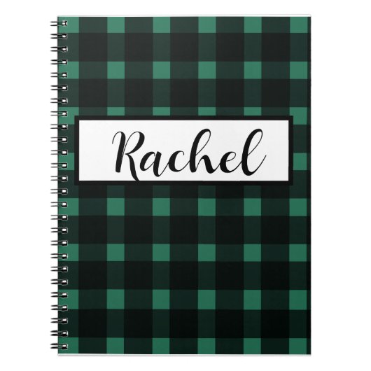 Rustieke zwart groene Gingham Notitieboek (Voorkant)