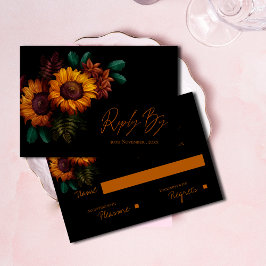  rustieke zwart verbrande Sinaasappel bloemenbruil RSVP Kaartje