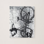 Rustieke zwart wit  fiets legpuzzel (Verticaal)