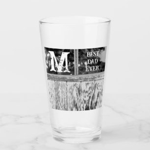 Rustieke zwart-wit foto beste papa ooit Initiaal Glas