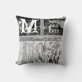 Rustieke zwart-wit foto beste papa ooit Initiaal Kussen