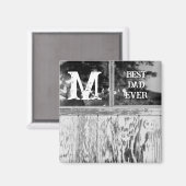 Rustieke zwart-wit foto beste papa ooit Initiaal Magneet (Voorkant / Achterkant)