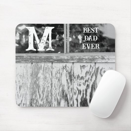 Rustieke zwart-wit foto beste papa ooit Initiaal Muismat (Met muis)