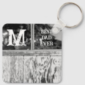 Rustieke zwart-wit foto beste papa ooit Initiaal Sleutelhanger (Achterkant)
