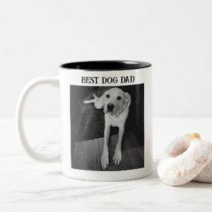 Rustieke zwart-wit foto van de hond beste vader tweekleurige koffiemok