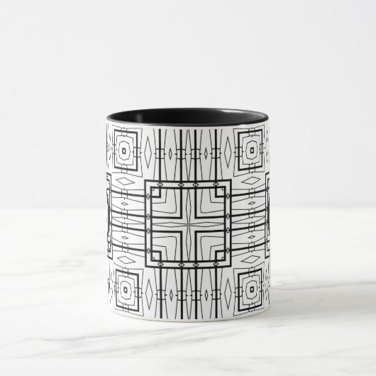 Rustieke zwart-wit geometrisch design koffie Mok (Midden)