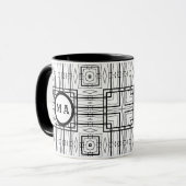 Rustieke zwart-wit geometrisch design koffie Mok (Voorkant links)