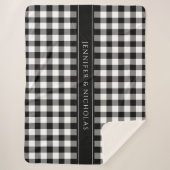 Rustieke zwart-wit geruite cheques naam sherpa deken (Voorkant)