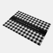 Rustieke zwart-wit geruite Gingham naam Deurmat (Schuin)