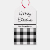 Rustieke zwart-wit geruite kerst cadeaulabel (Voorkant)