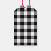 Rustieke zwart-wit geruite kerst cadeaulabel (Achterkant)