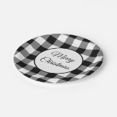 Rustieke zwart-wit geruite kerst papieren bordje (Gekanteld)