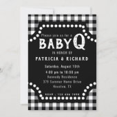 Rustieke zwart-wit Gingham BabyQ Baby shower Kaart (Voorkant)
