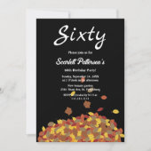 Rustieke zwart-wit herfstbladeren 60e verjaardag kaart (Voorkant)