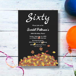 Rustieke zwart-wit herfstbladeren 60e verjaardag kaart